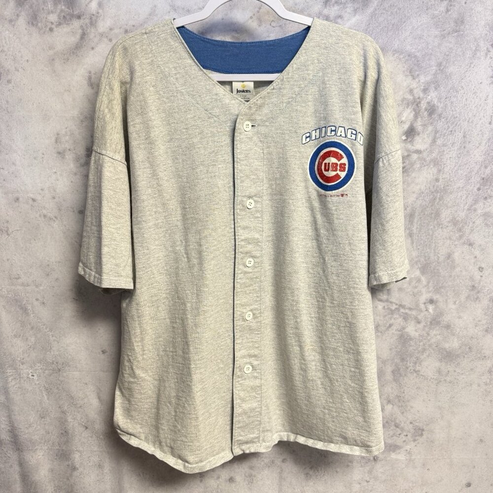 Vintage 90s Chicago Cubs Jersey Mens XL Gray Cotton MLB USA